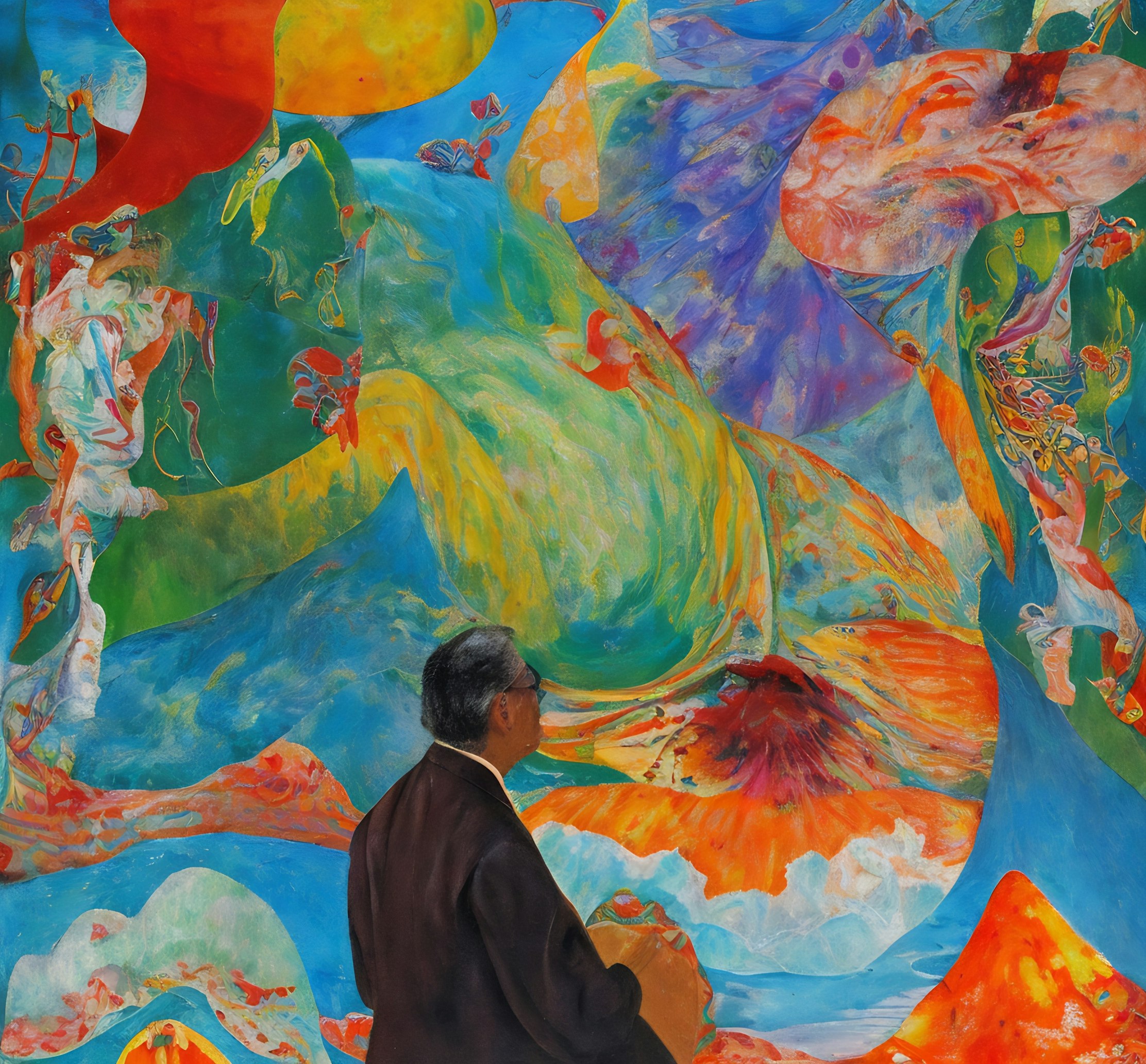 Businessman Contemplates Volcanic Paradise Eruption