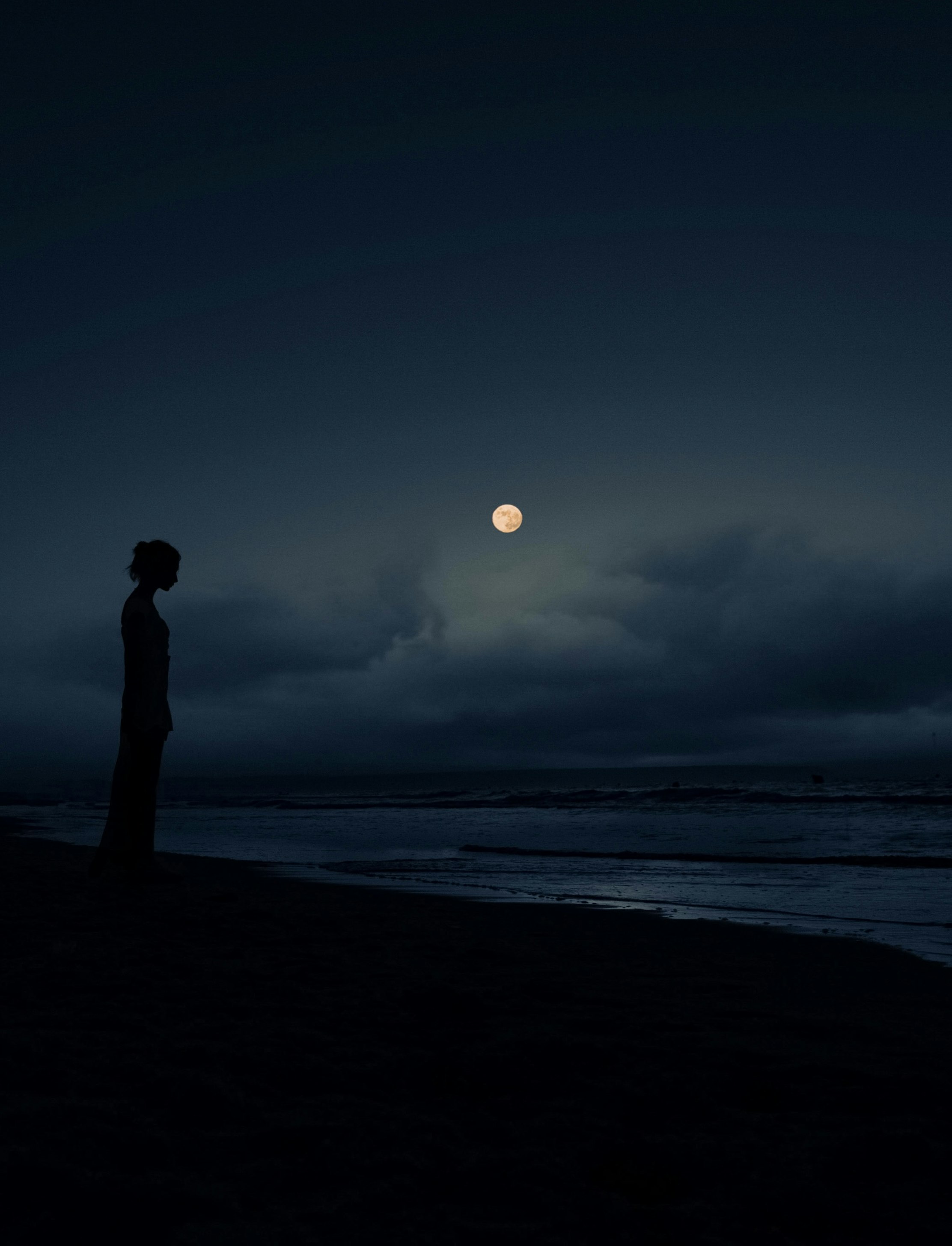 The broken moon at night